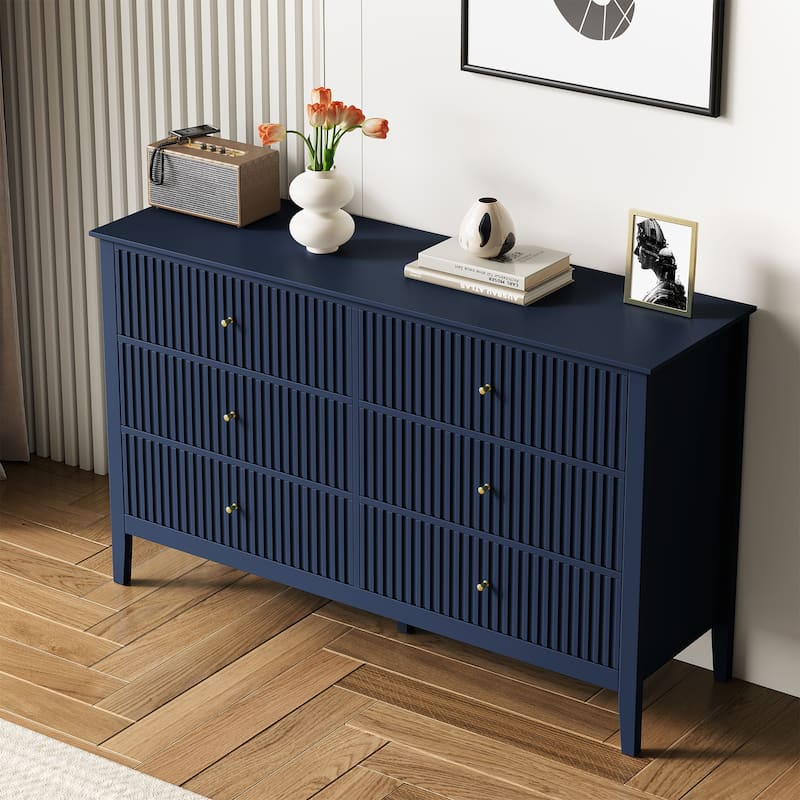 Modern 6-Drawer Fluted Dresser