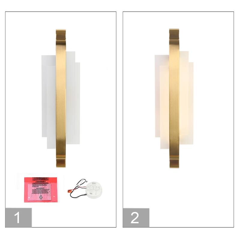 Modern 1-Light LED Gold Geometric Wall Sconce Bathroom Vanity Light - W6.3"*D3.1"*H23.6"