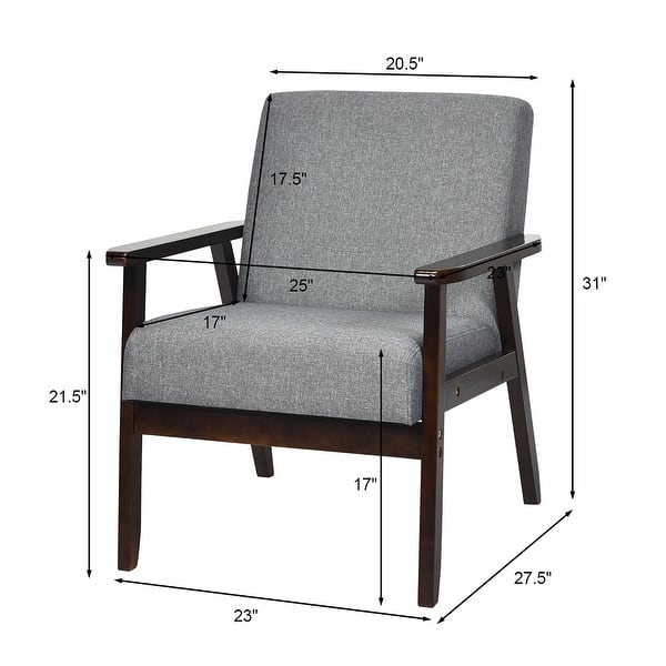 dimension image slide 0 of 7, Costway Set of 2 Fabric Accent Armchair Solid Wood Upholstered Lounge - See Details