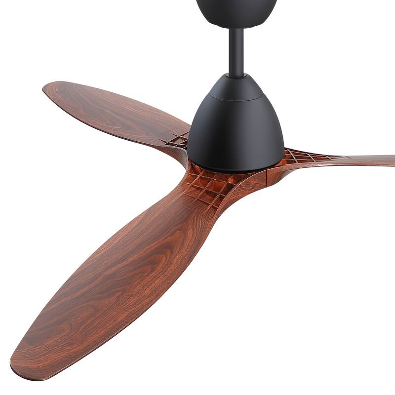 56" Wood Grain ABS 3-Blade Ceiling Fan No Light with Remote