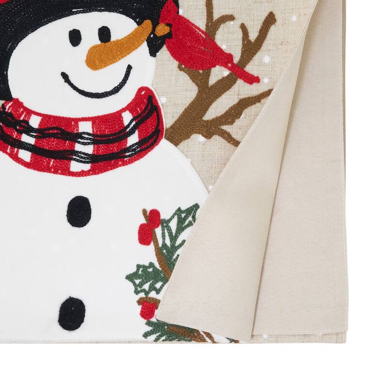 Linen Blend Snowman Table Runner - 16"x70"