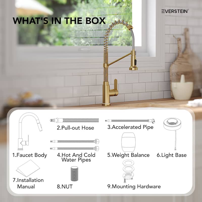 Kitchen Sink Faucet with Pulldown Sprayer Single Handle Spring Pulldown Kitchen Faucet