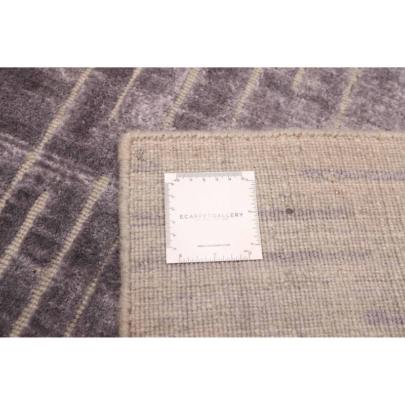 ECARPETGALLERY Hand Loomed Elysian Grey Viscose Rug - 6'7 x 9'9