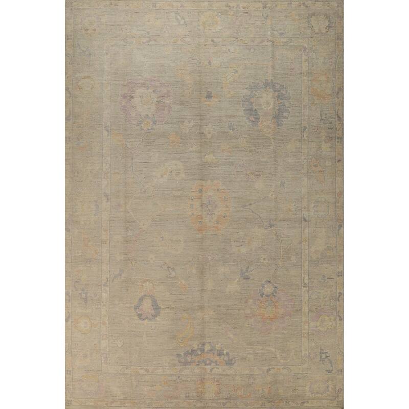 Vegetable Dye Oushak Turkish Rug Handmade Transitional Wool Carpet - 9'0" x 12'4"