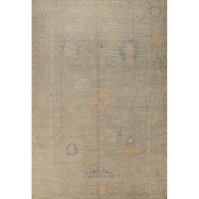 Vegetable Dye Oushak Turkish Rug Handmade Transitional Wool Carpet - 9'0" x 12'4"