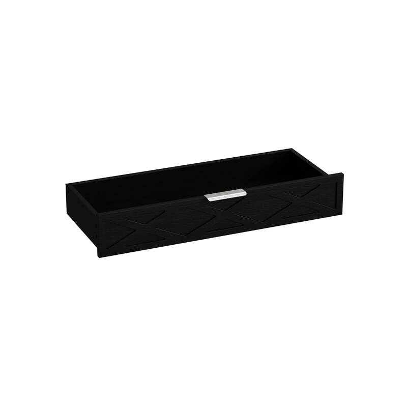31.5 Inch Wide Nightstand with 3 Drawers Black Wooden Bedside Table