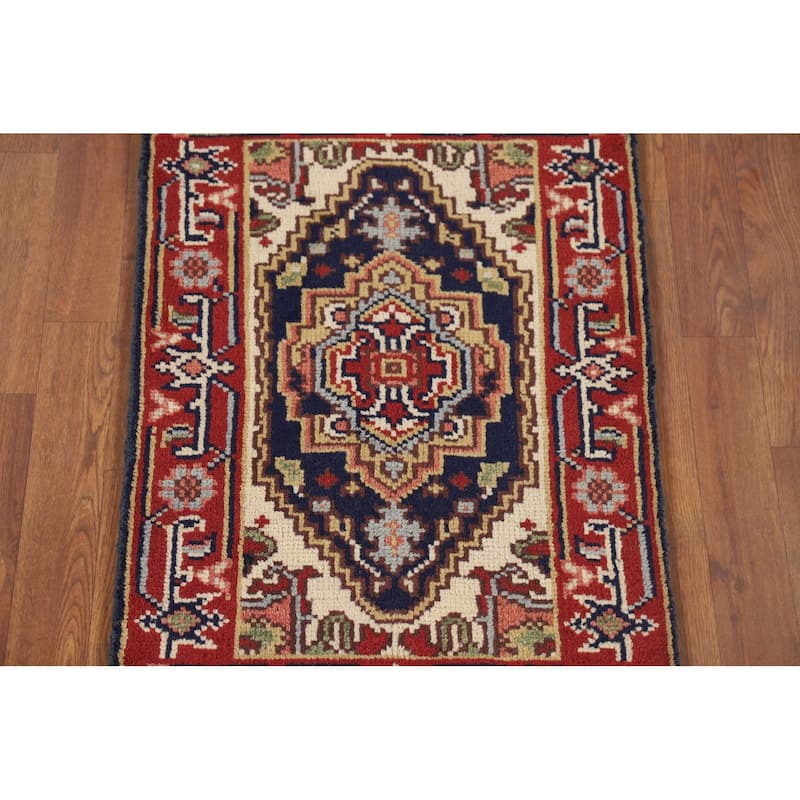 Navy Blue Heriz Serapi Indian Accent Rug Handmade Foyer Wool Carpet - 2'0" x 3'0"