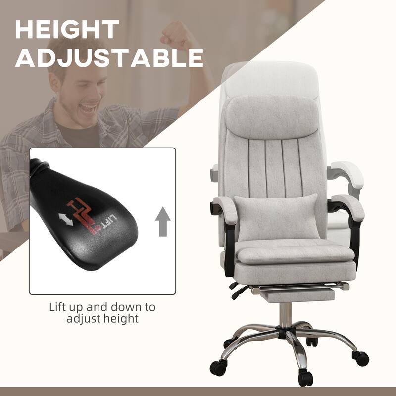 Vinsetto Microfibre Vibration Massage Office Chair, Heated Reclining Computer Chair with Footrest, Lumbar Support Pillow