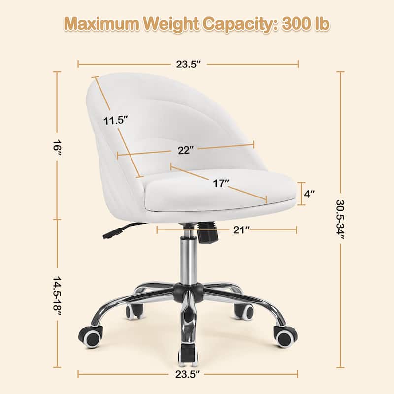 Yaheetech Modern Velvet Armless Desk Chair Office Chair for Bedroom, Home Office