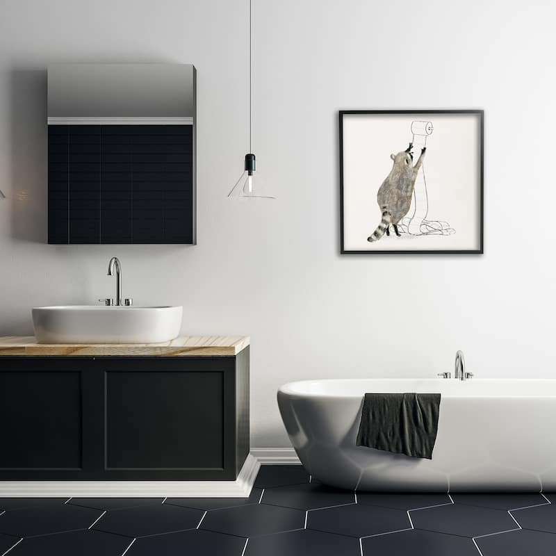 Stupell Toilet Paper Hoarder Woodland Animal Framed Wall Art, 12 x 12