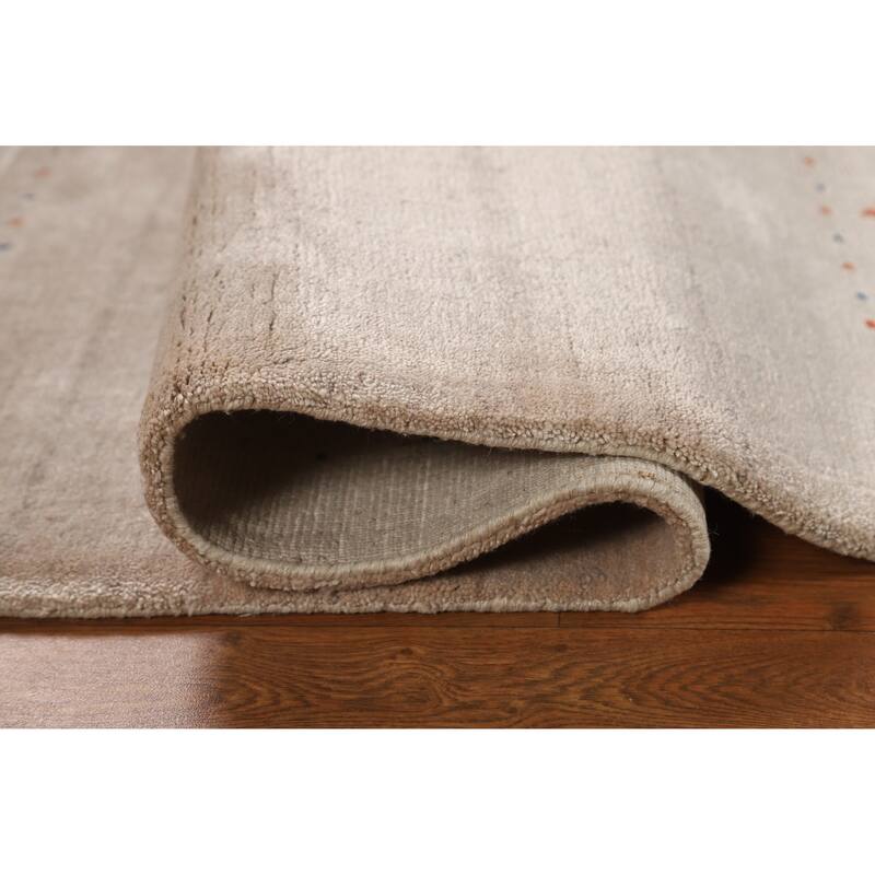 Tribal Gabbeh Indian Foyer Rug Handmade Beige Silk Carpet - 3'1"x 4'11"