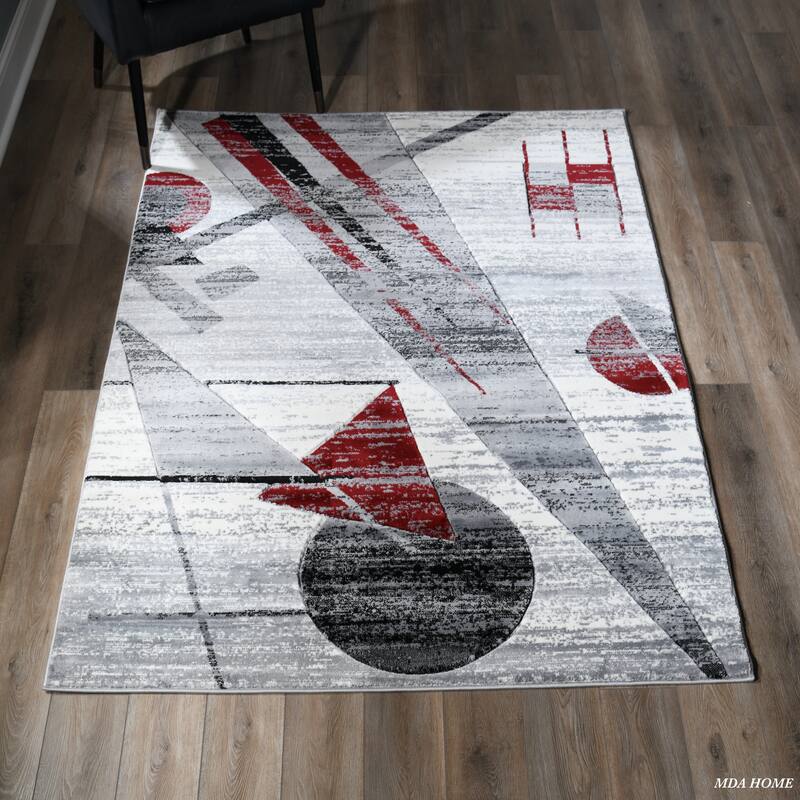 Crystal Collection Abstract Geometric Area Rug - 2'1'' X 3'3'' - Grey/Cream
