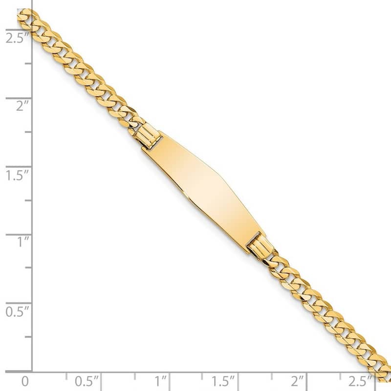 Curata 7.5mm 14k Engravable Curb Link Soft Diamond Shape ID Braceletcet