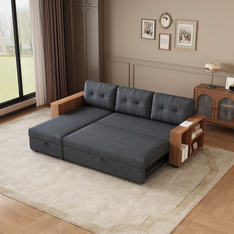 Upholstered Pull Out Sectional Sofa