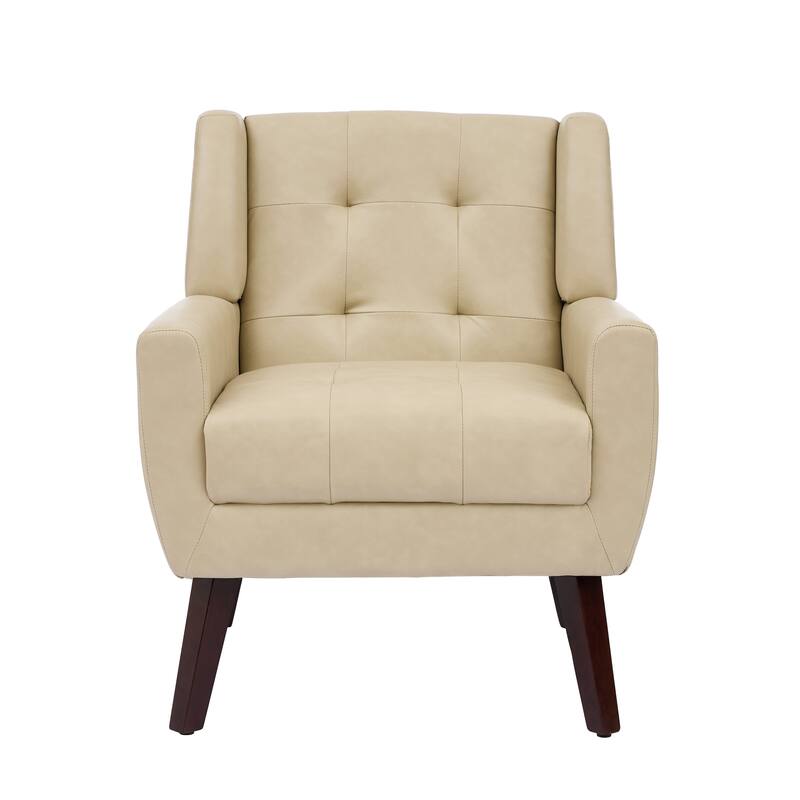 Tufted Wingback Accent Chairs Linen/Faux Leather/Velvet Armchairs Set of 2