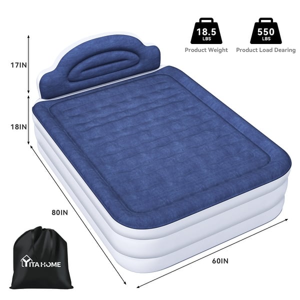 Cloud-shaped inflatable mattress with a built-in power cord, fixed pump ...