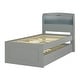 preview thumbnail 13 of 11, Gray Twin XL Platform Trundle Bed w/ LED Headboard, Charging Station