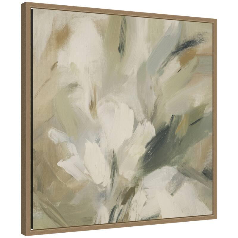 Kate and Laurel Olive Bloom No. 1 by Amy Lighthall Framed Canvas Wall Art Print - 22x22 - Gold