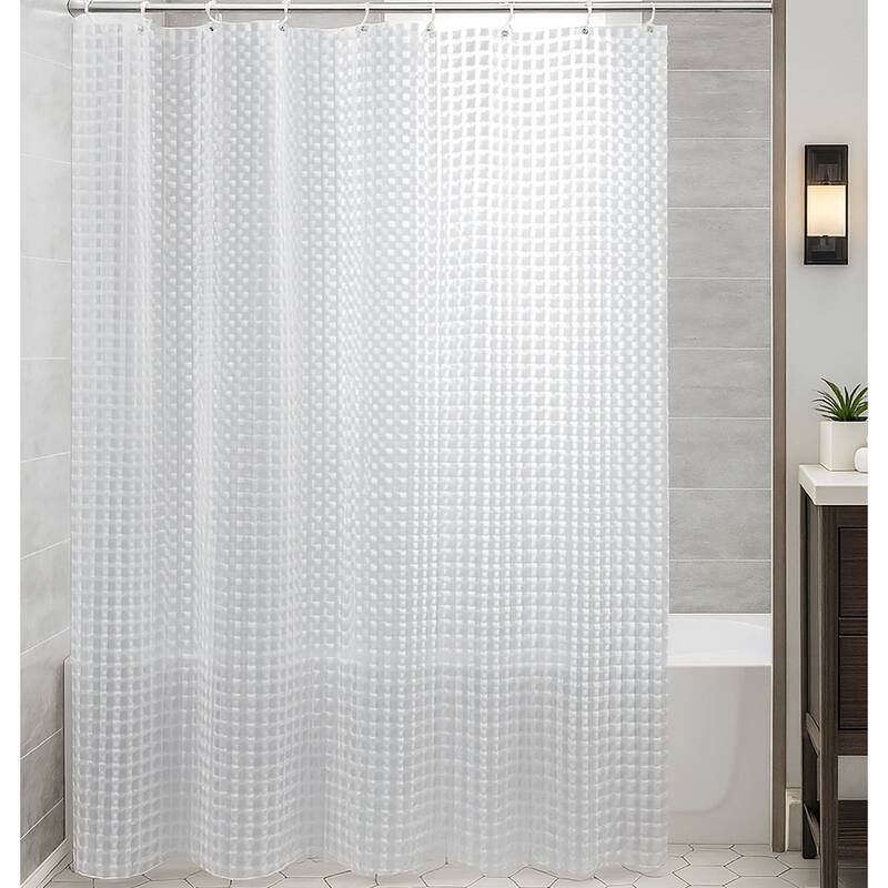 71" x 71" - Clear EVA Shower Curtain Liner With 12 Hooks