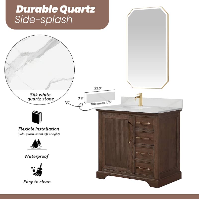 Tokyo Bath Vanity with Quartz Stone Top without Mirror