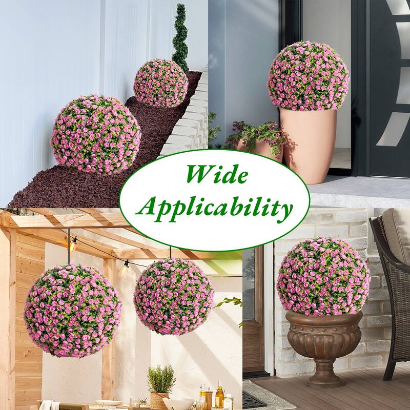 Flower Topiary Ball Decorative Balls 2PCS, Artificial Topiary Balls, for Outdoor Patio Garden and Indoor