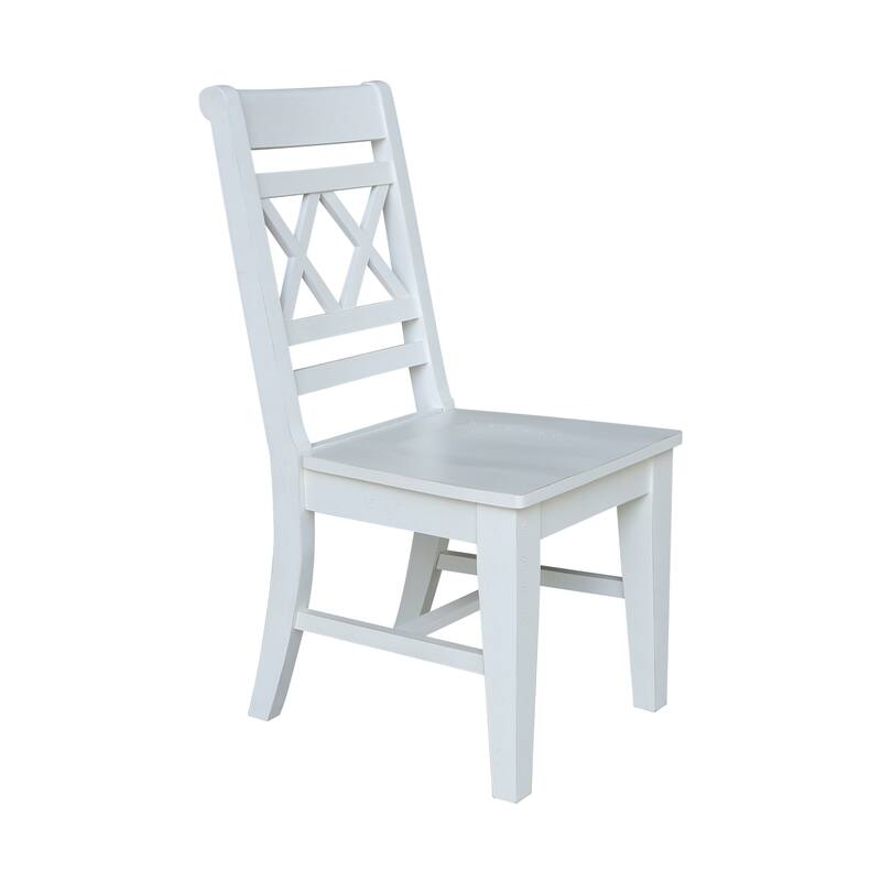 Solid Wood Double X-Back Dining Chairs, Set of 2