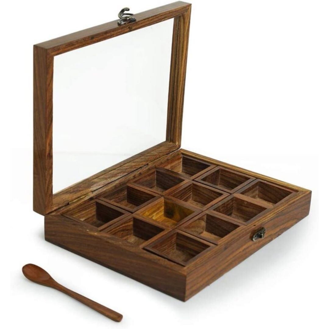 Wooden spice sales storage box