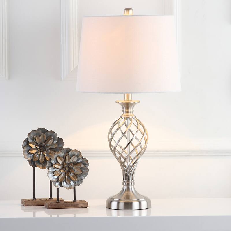 SAFAVIEH Lighting Yesenia 27-inch Urn Nickel Table Lamp (Set of 2) - 14Wx14Dx27H