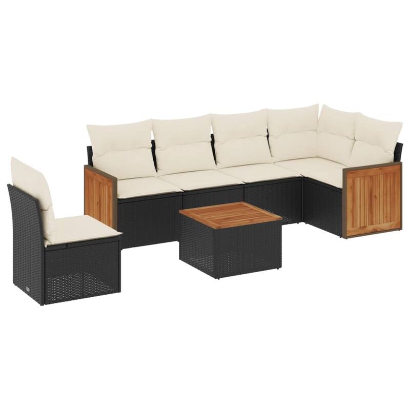 vidaXL Patio Sofa Set with Cushions Outdoor Conversation Furniture Poly Rattan