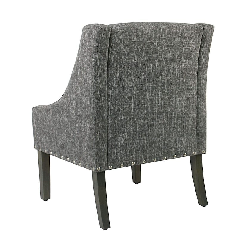 HomePop Modern Swoop Slate Grey Accent Chair with Nailhead Trim