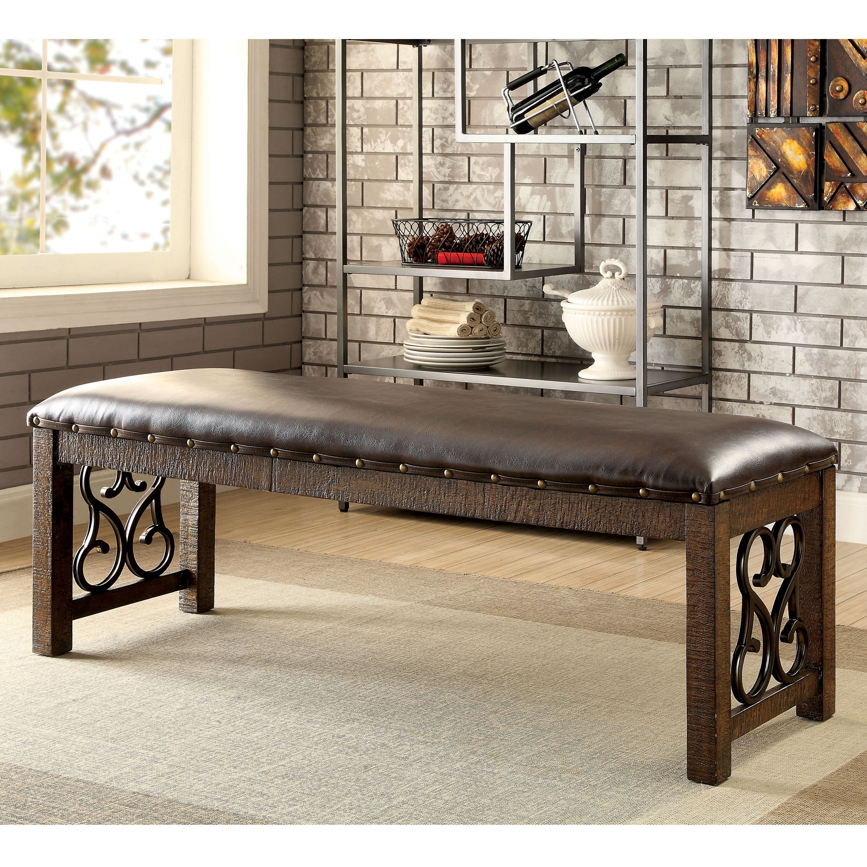 Faux leather dining discount bench