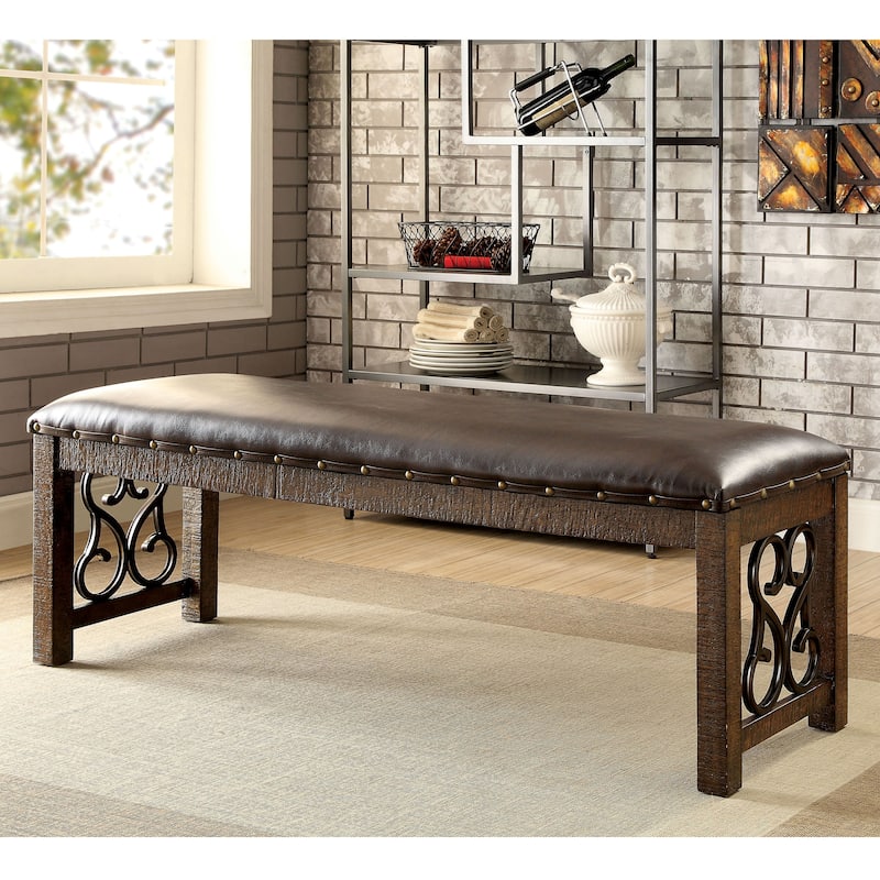 Tood Traditional Faux Leather Dining Bench by Furniture of America