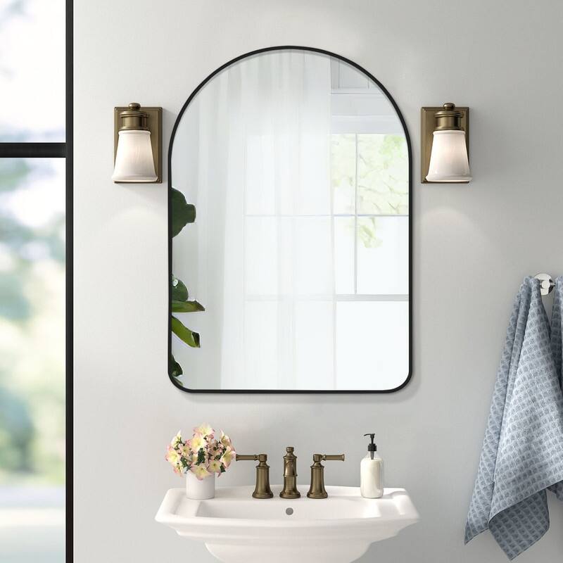 Arch Bathroom Wall Mirror Large Metal Frame Wall Mounted Mirror for Bedroom Living Room Dresser Entryway Decor