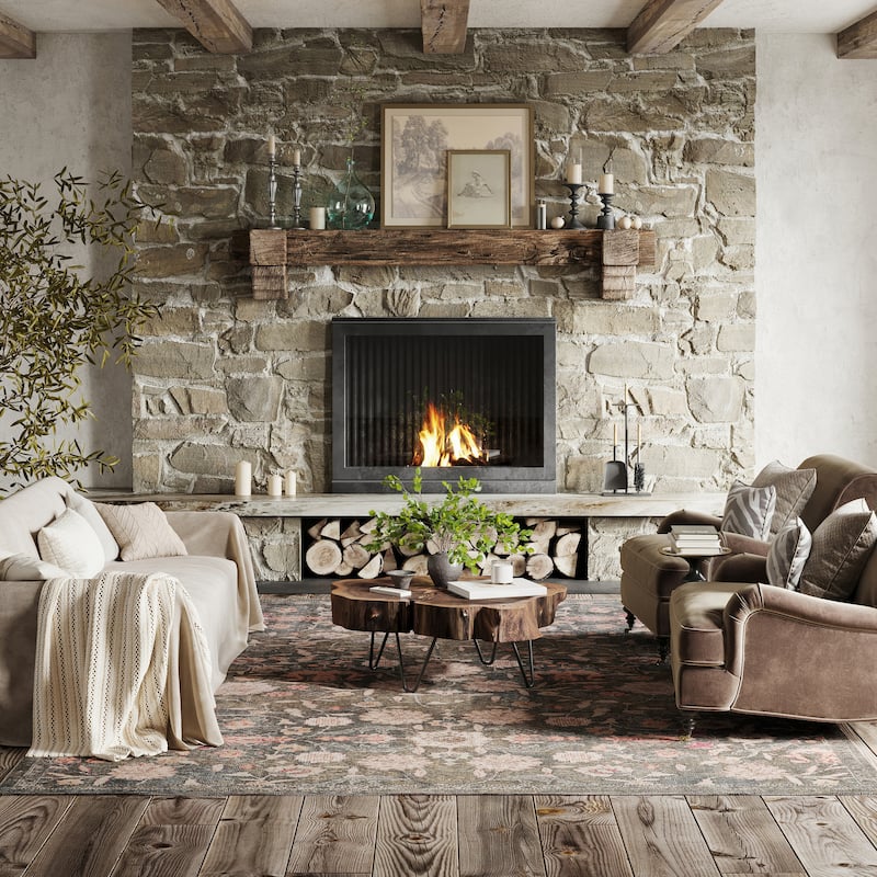 Nuloom Hillstone Collection Traditional Vintage Medallion Area Rug - 5' x 8' - Elaris Green