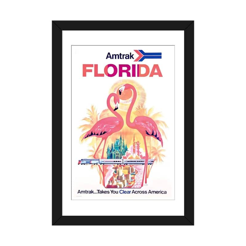 iCanvas "Amtrak Florida" by Unknown Artist - Black - 32x24x1