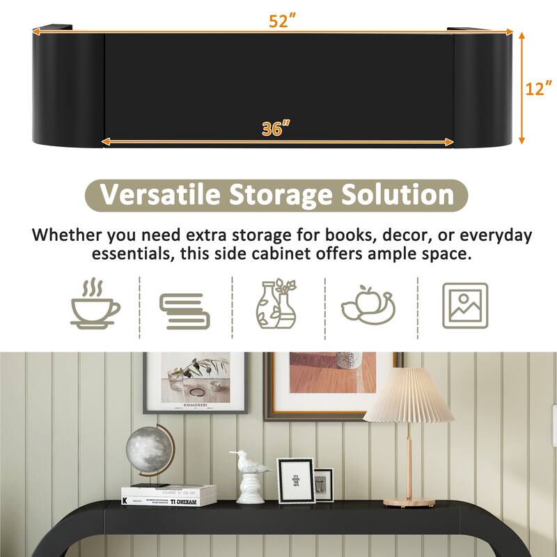 Modern Minimalist Console Table, Rectangular Slim Entryway Table with Sled Base, Lightweight & Stable for Living Room Hallway