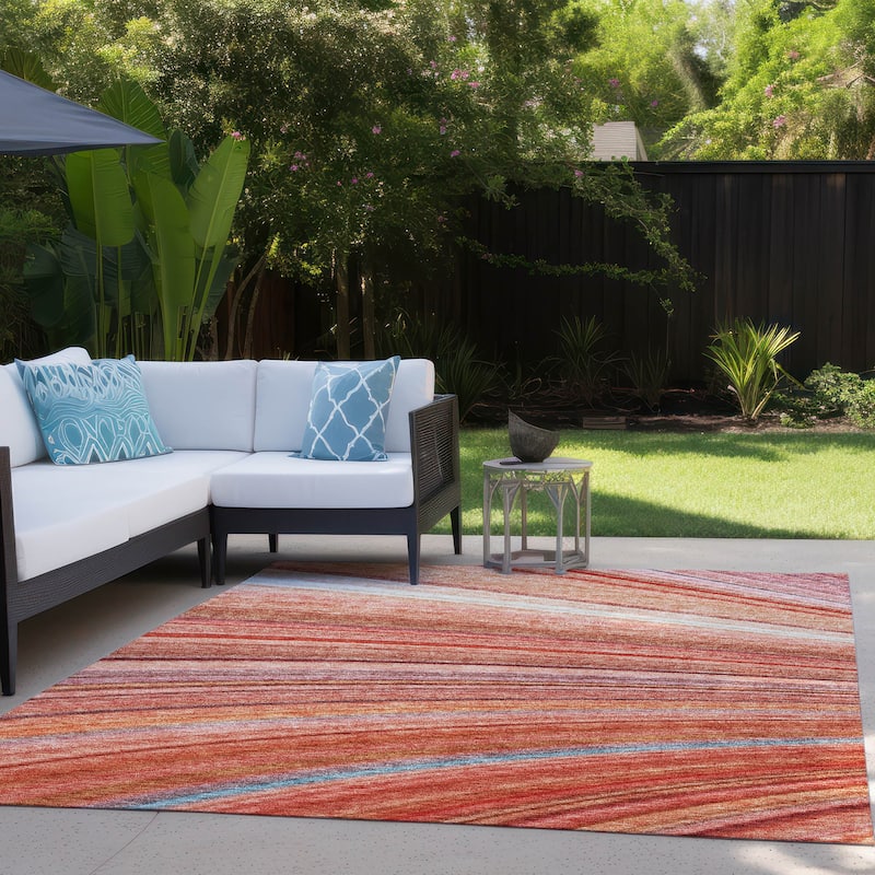 Machine Washable Indoor/ Outdoor Chantille Modern Burst Rug