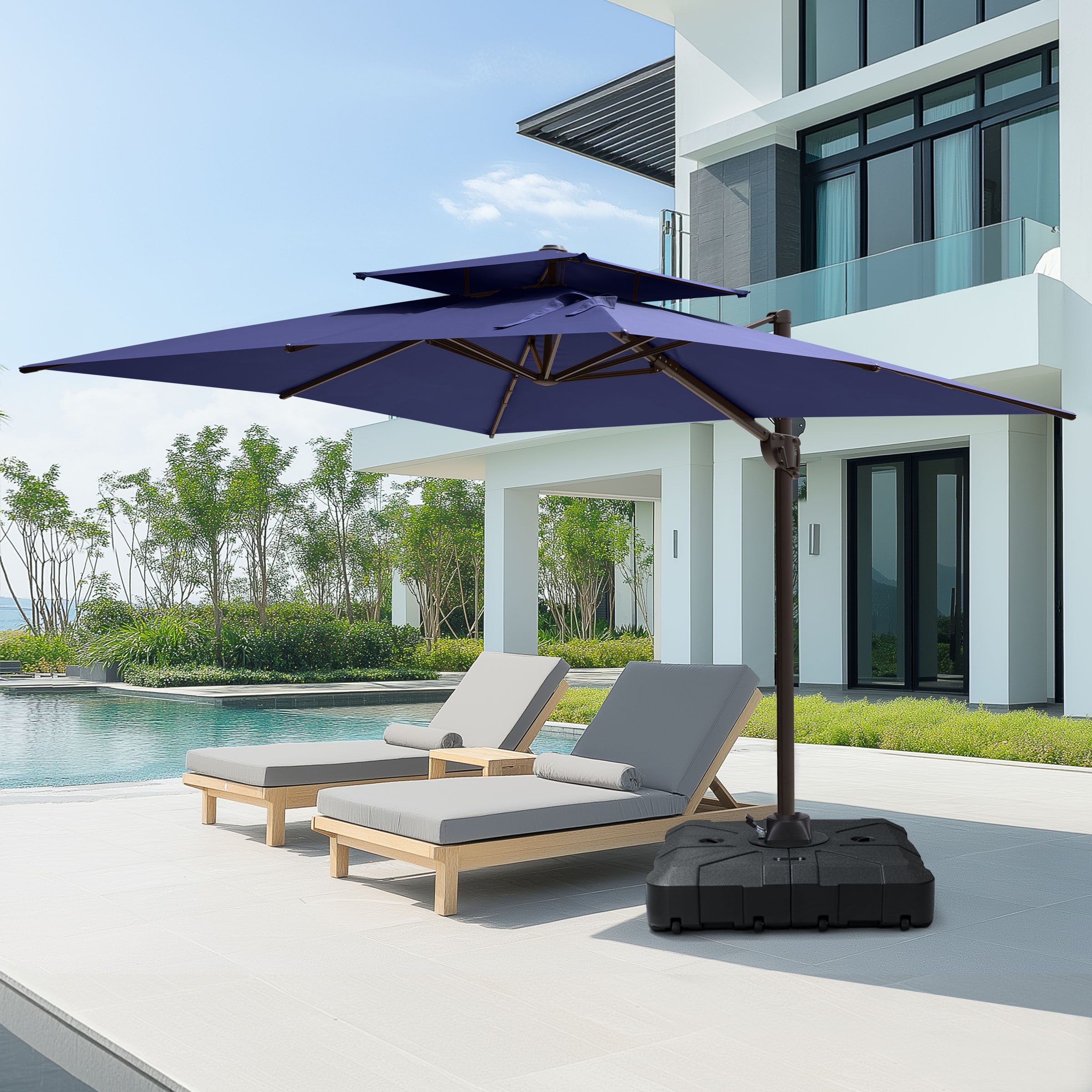 double top cantilever patio umbrella PURPLE LEAF 10' X 13' Deluxe Solar Powered LED Rectangle Offset Hanging Umbrella Outdoor Umbrella, Grey : Patio, Lawn & Garden company leisure area Mondawe 10 ft. x 10