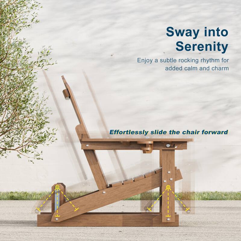 Glider Adirondack Patio Chair, 3-Position Adjust Smooth Motion Chair