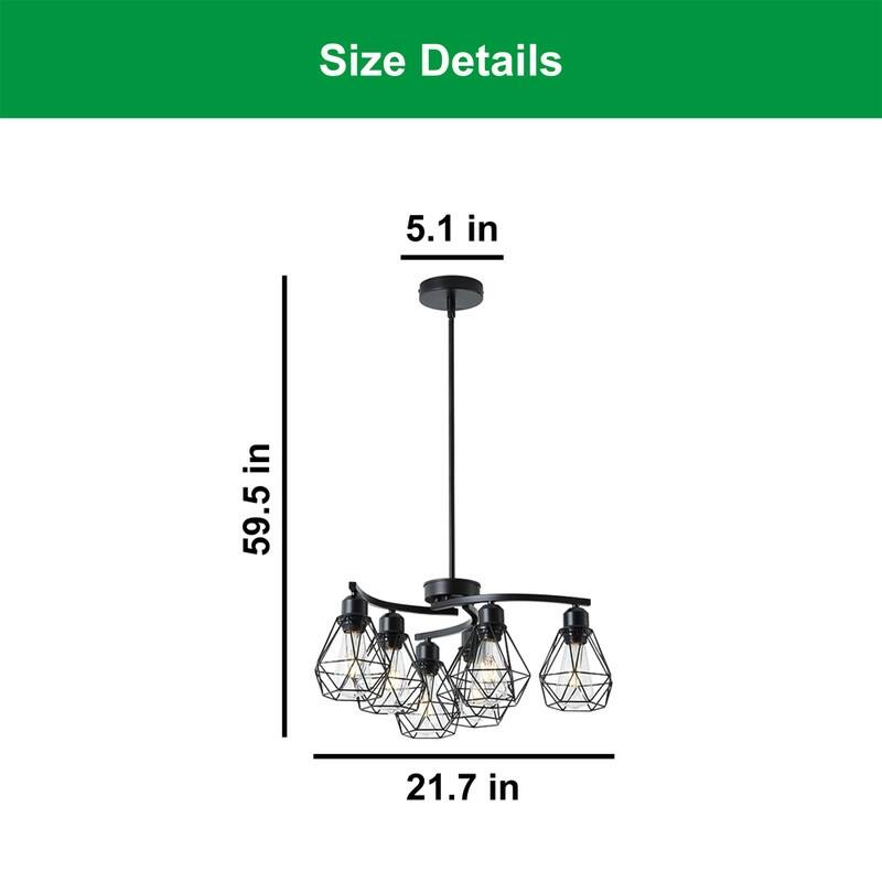 6 Light bulb light black light kitchen metal pendant light