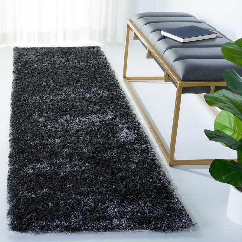 SAFAVIEH Handmade Shag Brooklyn Shag 2-inch Thick Rug - 2'3" x 8' Runner - Dark Grey