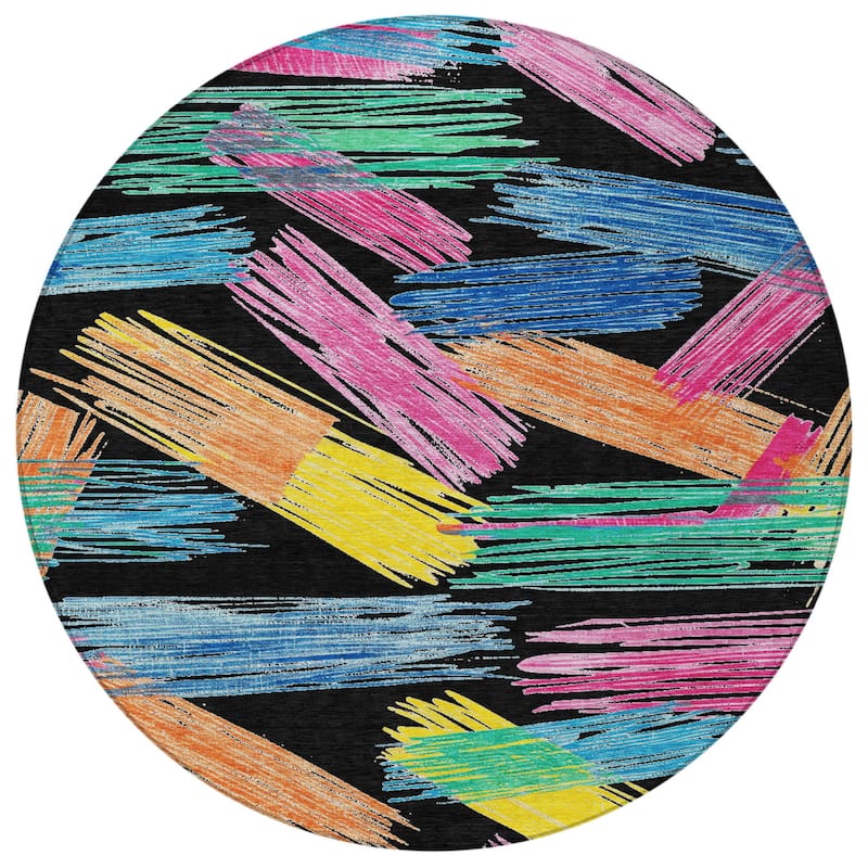 HomeRoots Striped Contemporary Rectangle Outdoor Rug
