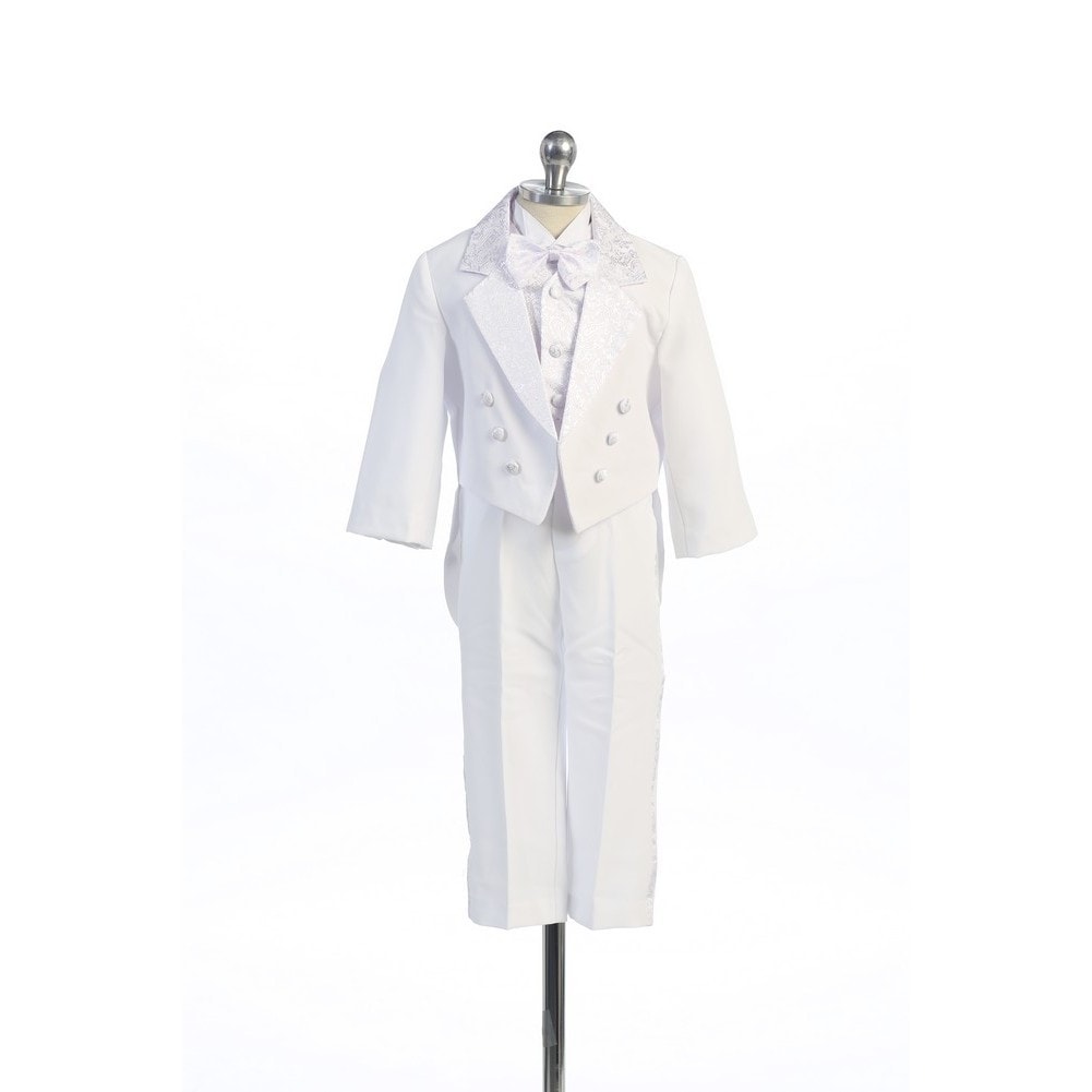 Angels Garment White 5 Piece Angel Vest Tuxedo Baptism Set Boys 3M-4T