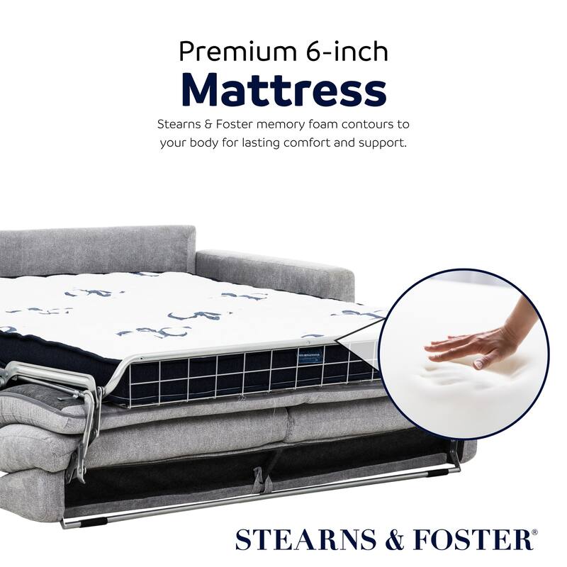 Stearns & Foster® Atillio 80 in. Queen Pull-Out Sofa Bed with 5 in. Mattress - Light Grey
