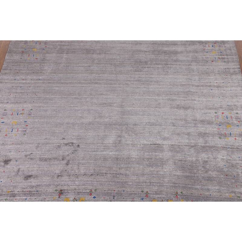 Gabbeh Indian Area Rug Handmade Silk Carpet - 7'10"x 9'9"