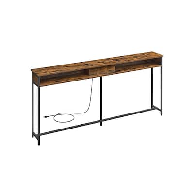 Charging Console Table with Outlets and USB Narrow Entryway Table for Hallway or Living Room