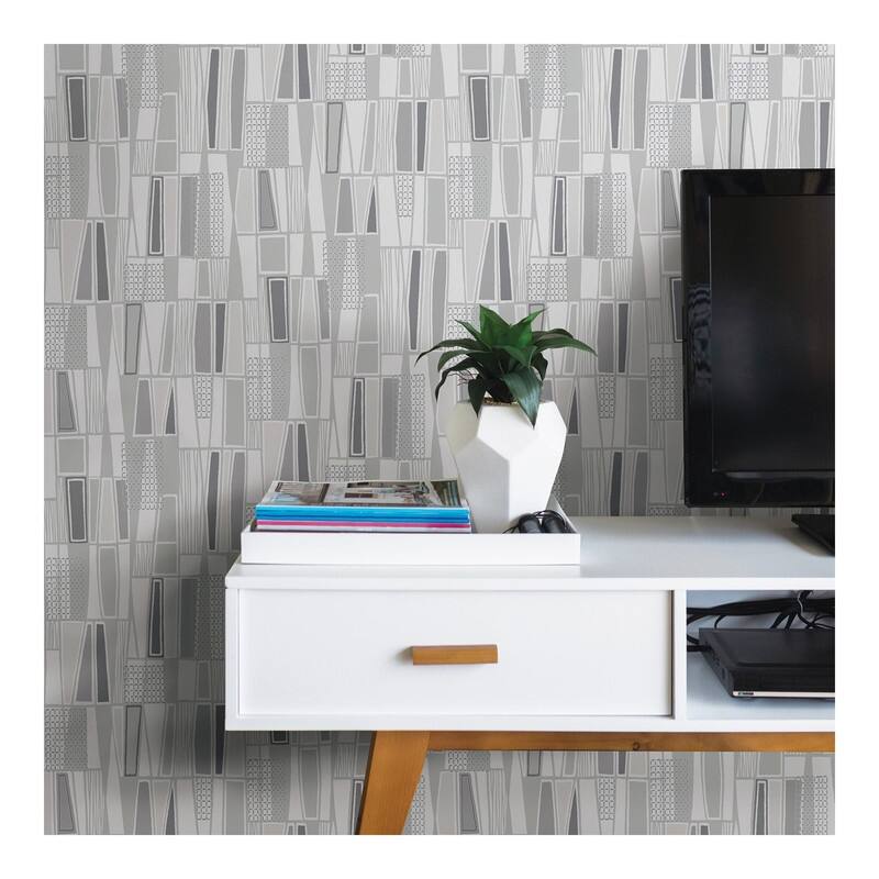 Borastapeter Taavi Grey Retro Geometric Wallpaper - 20.9 x 396 x 0.025