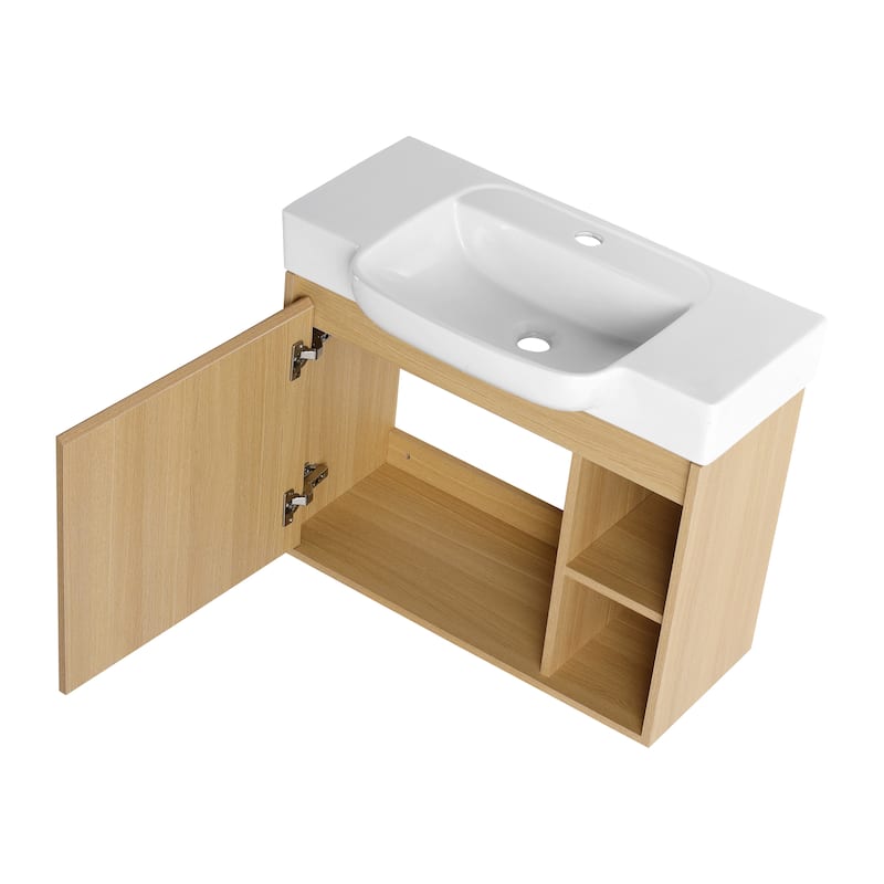 Beingnext 24"/28" Bathroom Vanity with Sink, Floating Bathroom Vanity with Soft Close Door and Shelf