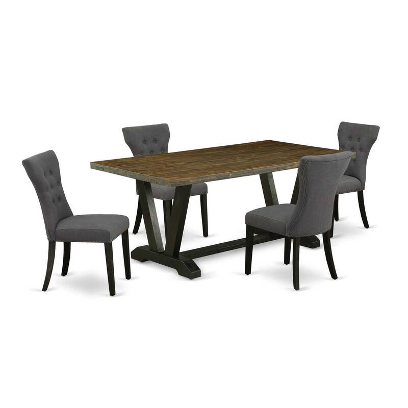 Modern 5-Piece Dinette Set - Dining Table with 4 Chairs - Rustic Farmhouse Style - 72