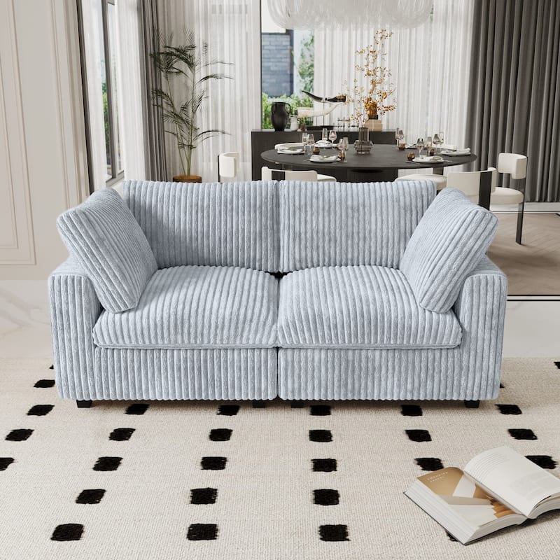 78.74" Modular Sectional Couches, Plush Deep Seat Sleeper Sofa with Removable Covers - 2-Seat
